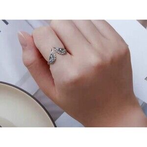 Solid 925 Sterling Silver Angel Wing Ring Novelty Memorial Remembrance Jewelry